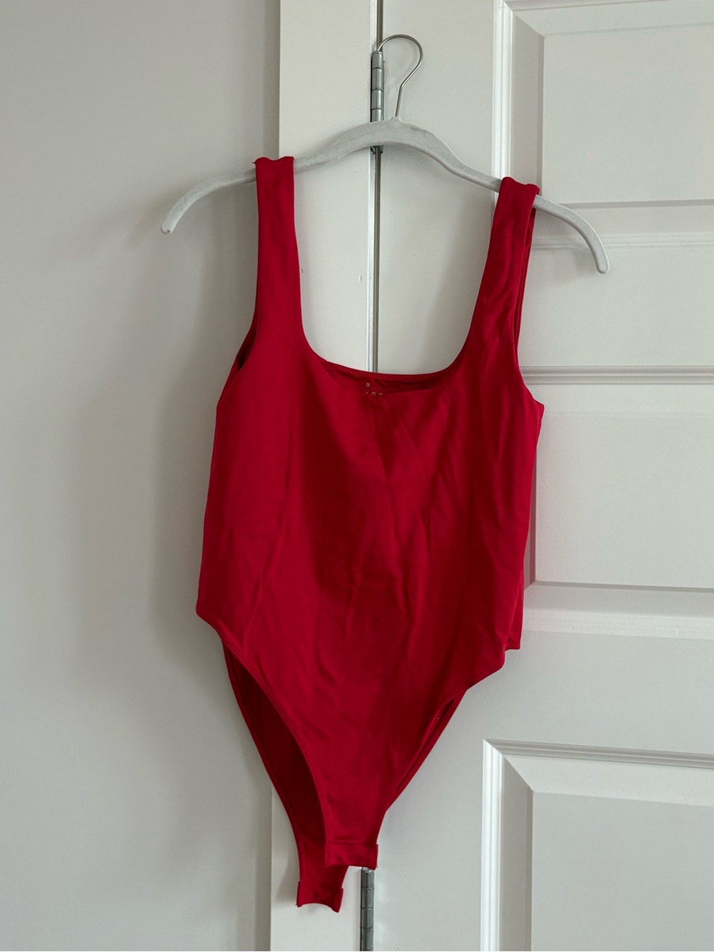 Red Square-Neck Bodysuit